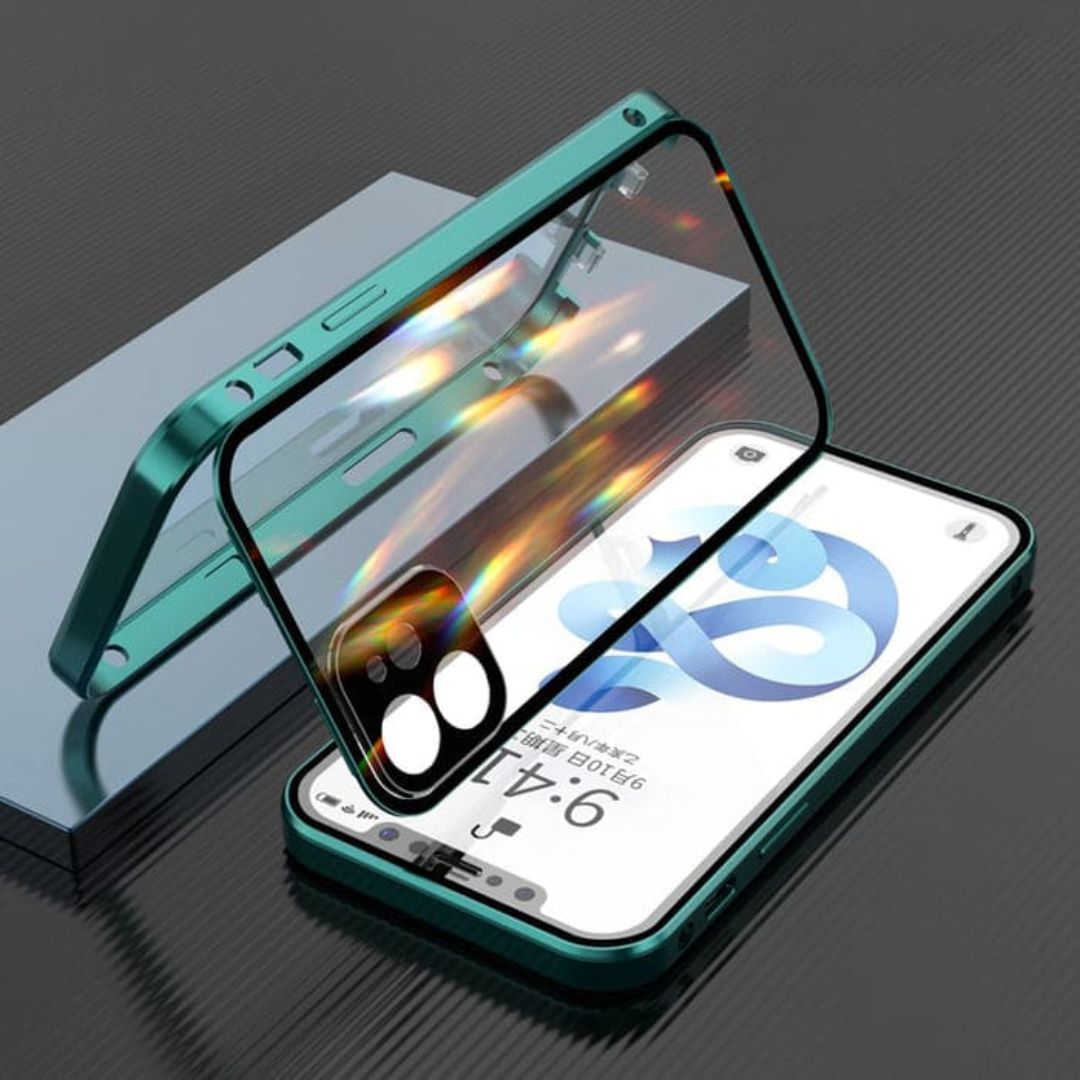 caixa de armadura magnética do iPhone - 360º proteção dupla com tampa da câmera e trava de segurança