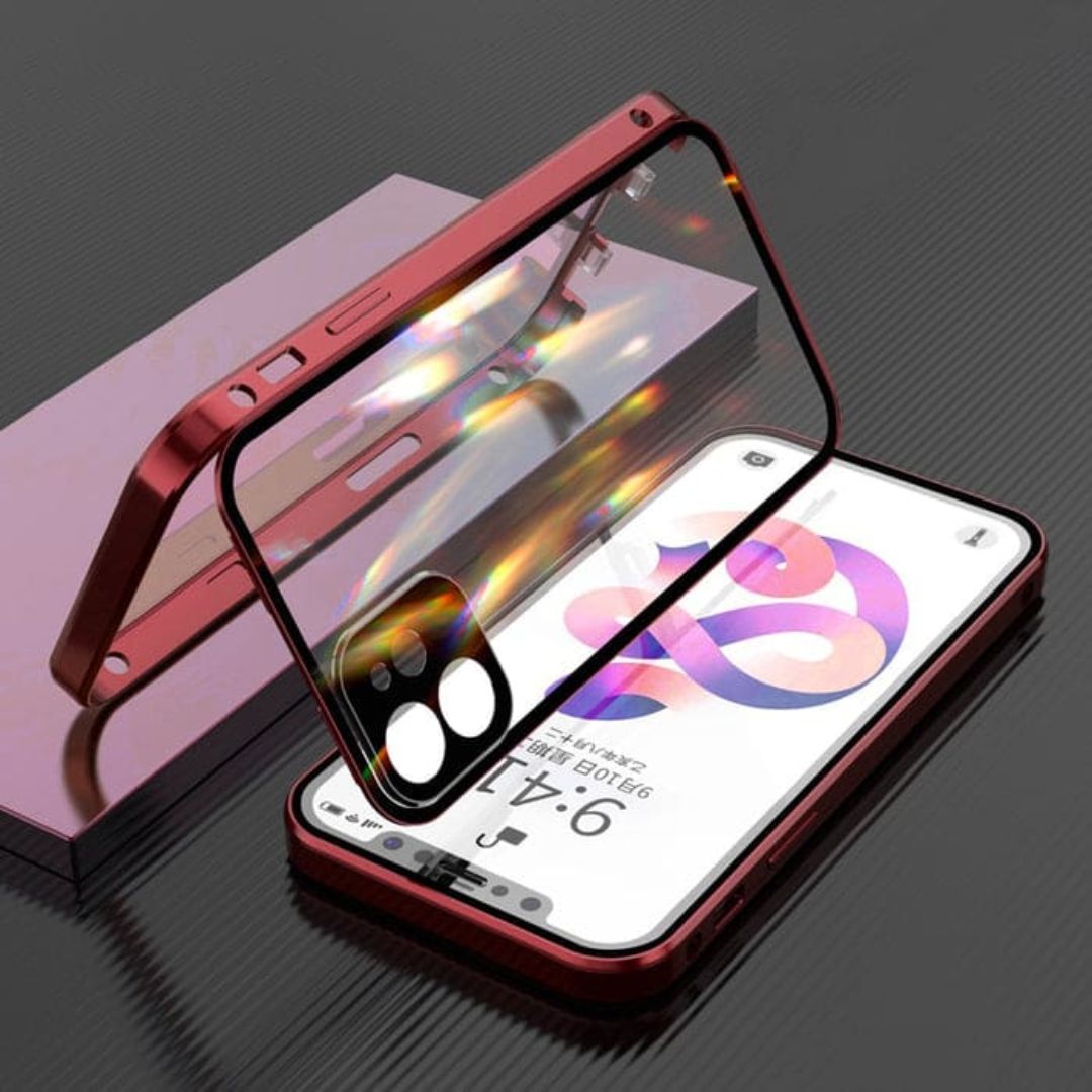 caixa de armadura magnética do iPhone - 360º proteção dupla com tampa da câmera e trava de segurança